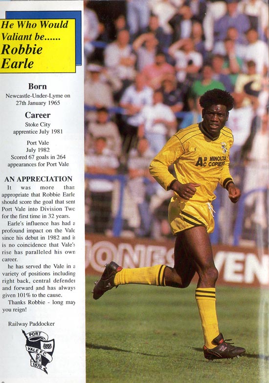 Robbie Earle player profile - by award-winning onevalefan.co.uk